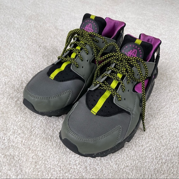 Nike air huarache run su river rock bright cactus black grey purple - Picture 11 of 13